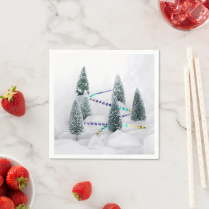 Serviette En Papier Arbres de Noël de vacances dans la neige avec des