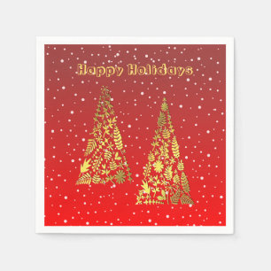 Serviette En Papier Arbres de Noël dorés brillants Papier de Vacances