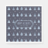 Serviette En Papier Arbres de Noël et flocons de neige Motif Blue ID86 (Devant)