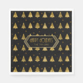 Serviette En Papier Arbres de Noël et Snowflakes Motif Gold ID863 (Devant)