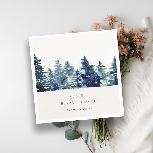 Serviette En Papier Arbres de Noël Forêt enneigée Lavis Mariage