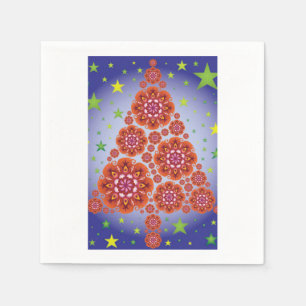 Serviette En Papier Arbres de Noël Mandalas Étoiles Rouge Bleu Vert Co