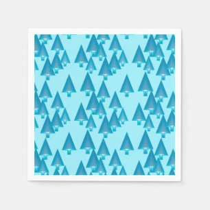 Serviette En Papier Arbres de Noël métalliques modernes - bleu ciel