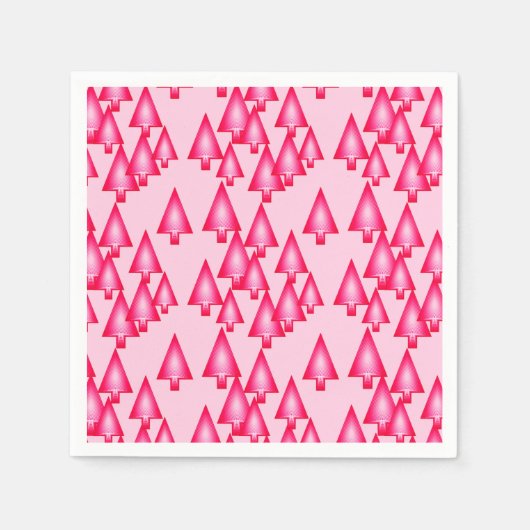 Serviette En Papier Arbres de Noël métalliques modernes - rose fuchsia (Devant)