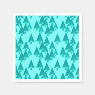 Serviette En Papier Arbres de Noël métalliques modernes - turquoise