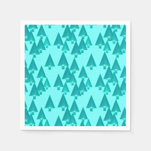 Serviette En Papier Arbres de Noël métalliques modernes - turquoise (Devant)