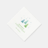 Serviette En Papier Arbres de Noël modernes et flocons de neige (Coin)
