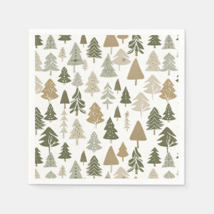 Serviette En Papier Arbres de Noël modernes Sage Olive Green Motif