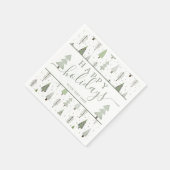 Serviette En Papier Arbres de Noël modernes Script HEUREUX VACANCES Ve (Coin)