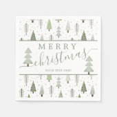 Serviette En Papier Arbres de Noël modernes Script MERRY NOËL (Devant)