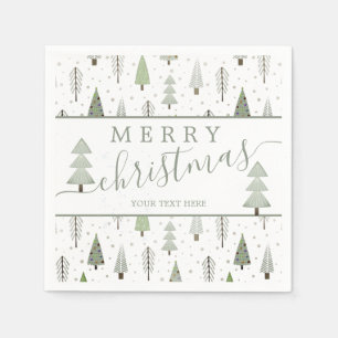Serviette En Papier Arbres de Noël modernes Script MERRY NOËL