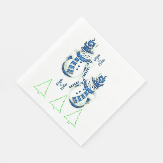 Serviette En Papier Arbres de Noël Papier vert serviettes, Snowman (Coin)