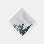 Serviette En Papier Arbres d'hiver Mariage de la forêt de neige modern (Coin)