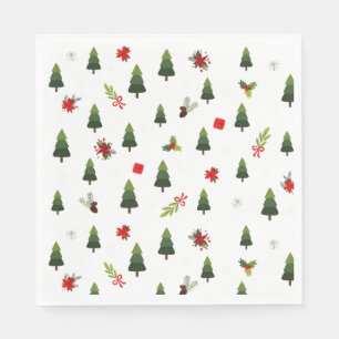 Serviette En Papier Arbres et vaches de Noël