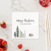 Serviette En Papier Arbres rustiques aquarelles Journal Cabine Joyeux (En situation)