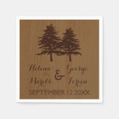 Serviette En Papier Arbres sur bois brun mariage (Devant)