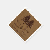 Serviette En Papier Arbres sur bois brun mariage (Coin)