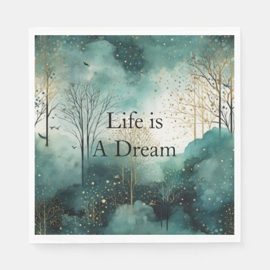 Serviette En Papier Arbres verts en or (Devant)