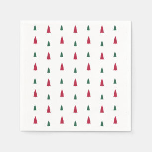 Serviette En Papier Arbres verts et rouges Simple Noël moderne