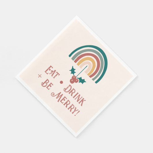 Serviette En Papier Arc arc-en-ciel de Noël Boho (Coin)