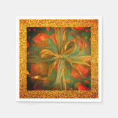 Serviette En Papier Arc de coeur rouge parties scintillant verte look  (Devant)