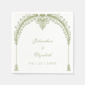 Serviette En Papier Arc de France vert olive (Devant)
