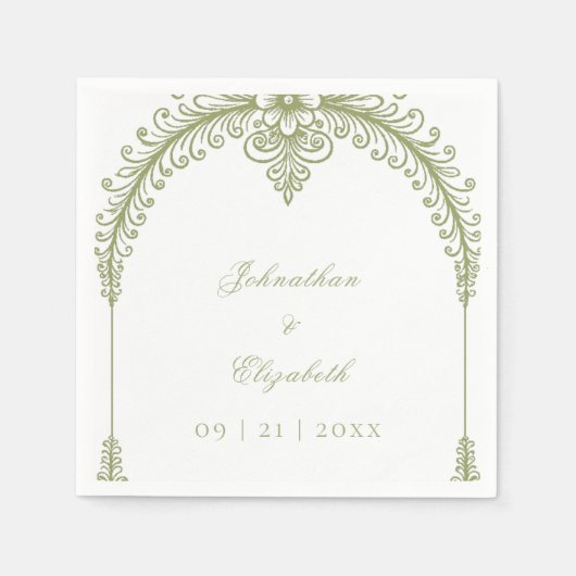 Serviette En Papier Arc de France vert olive (Devant)