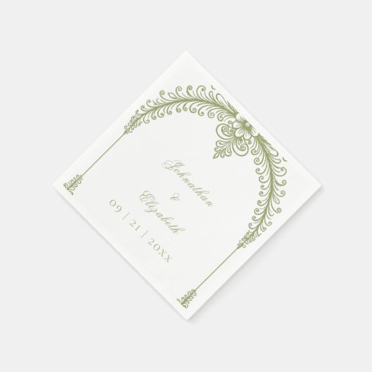 Serviette En Papier Arc de France vert olive (Coin)