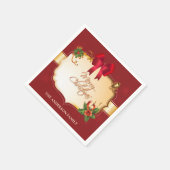 Serviette En Papier Arc de Noël traditionnel et cloches (Coin)