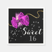 Serviette En Papier Arc de parties scintillant rose noir élégant (Devant)