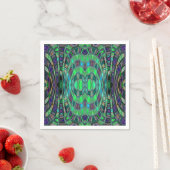 Serviette En Papier Arc d'infini - Vert acide et Bleu profond (En situation)