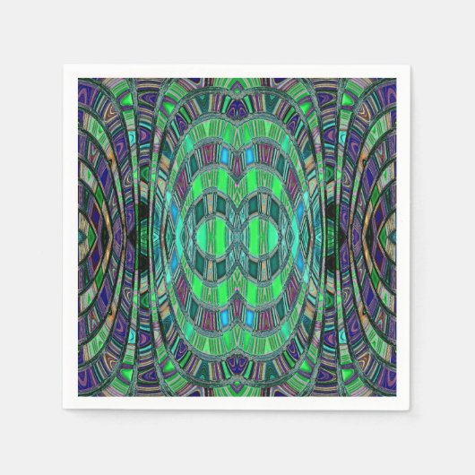 Serviette En Papier Arc d'infini - Vert acide et Bleu profond (Devant)