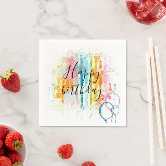 Serviette En Papier Arc en arc-en-ciel Rayures Peinture Splatter Anniv (En situation)