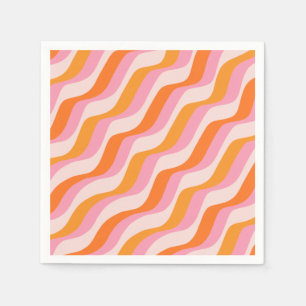 Serviette En Papier Arc en arc-en-ciel rose orange Abstrait soleil rét