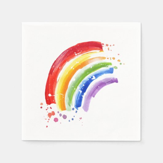Serviette En Papier Arc-en-ciel à éclaboussure aquarelle (Devant)