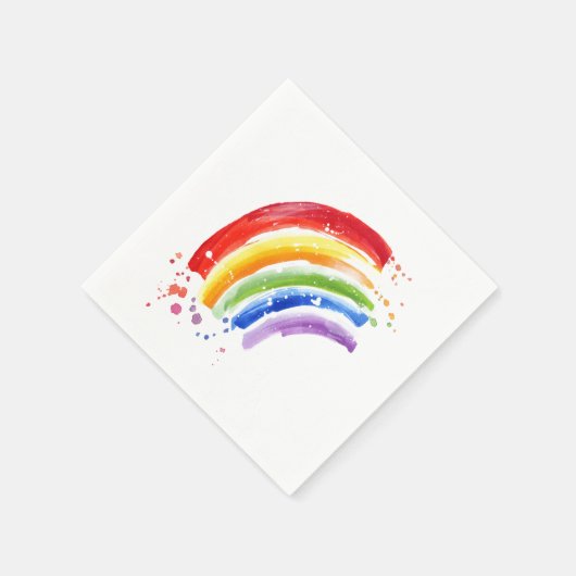 Serviette En Papier Arc-en-ciel à éclaboussure aquarelle (Coin)