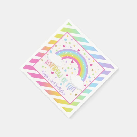 Serviette En Papier Arc-en-ciel Anniversaire Napkin - Pastel - Custom (Coin)