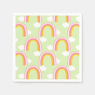 Serviette En Papier Arc-en-ciel avec nuage vert clair