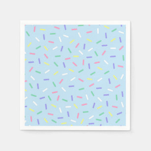 Serviette En Papier Arc-en-ciel bleu arrose confetti amusant coloré