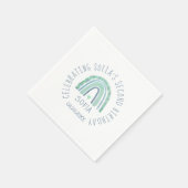 Serviette En Papier Arc-en-ciel bleu et vert à la menthe (Coin)