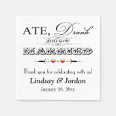Serviette En Papier Arc-en-ciel Coeurs et rouleaux Mariage serviettes (Devant)