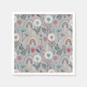 Serviette En Papier Arc-en-ciel et botanique
