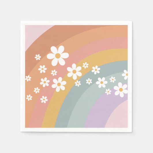 Serviette En Papier Arc-en-ciel et marguerite rétro super (Devant)