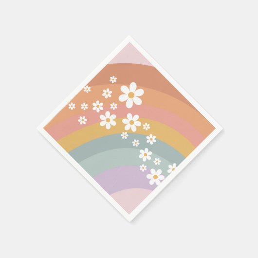 Serviette En Papier Arc-en-ciel et marguerite rétro super (Coin)