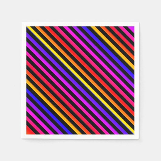 Serviette En Papier Arc-en-ciel et rayé de noir (Devant)