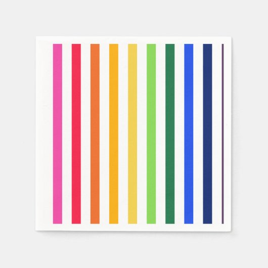 Serviette En Papier Arc-en-ciel et rayures blanches (Devant)