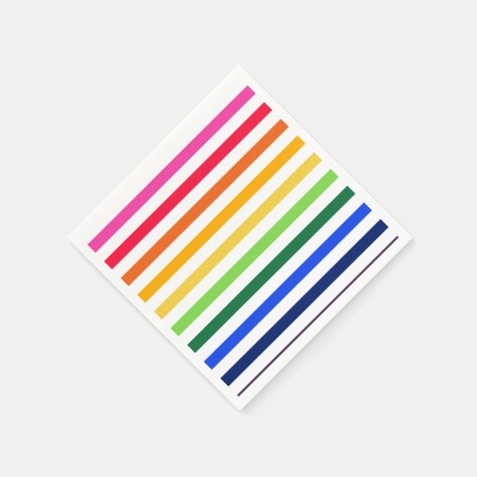 Serviette En Papier Arc-en-ciel et rayures blanches (Coin)