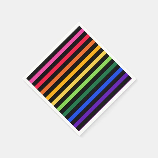 Serviette En Papier Arc-en-ciel et rayures noires (Coin)
