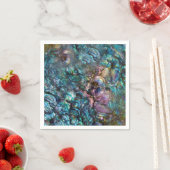 Serviette En Papier Arc en ciel Iridescente Abalone Beach Shell (En situation)