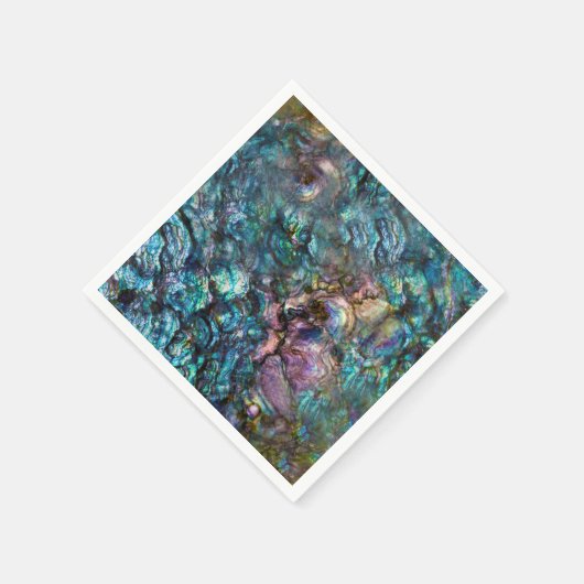Serviette En Papier Arc en ciel Iridescente Abalone Beach Shell (Coin)